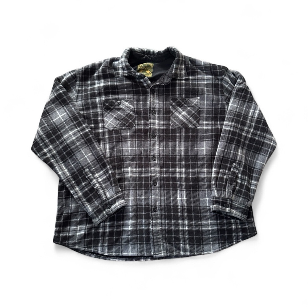Anchorage Expedition Flannel Shirt Jacket Black Plaid Fleece Lined Size XXL